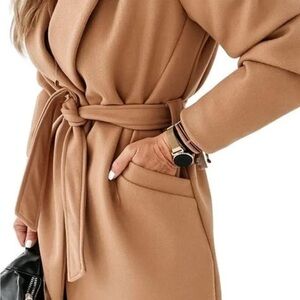 Stylish Tan Belted Coat
